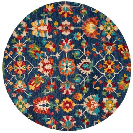 Safavieh 3 x 3 ft. Aspen Bohemian Round Hand Tufted Rug; Navy & Red APN510N-3R